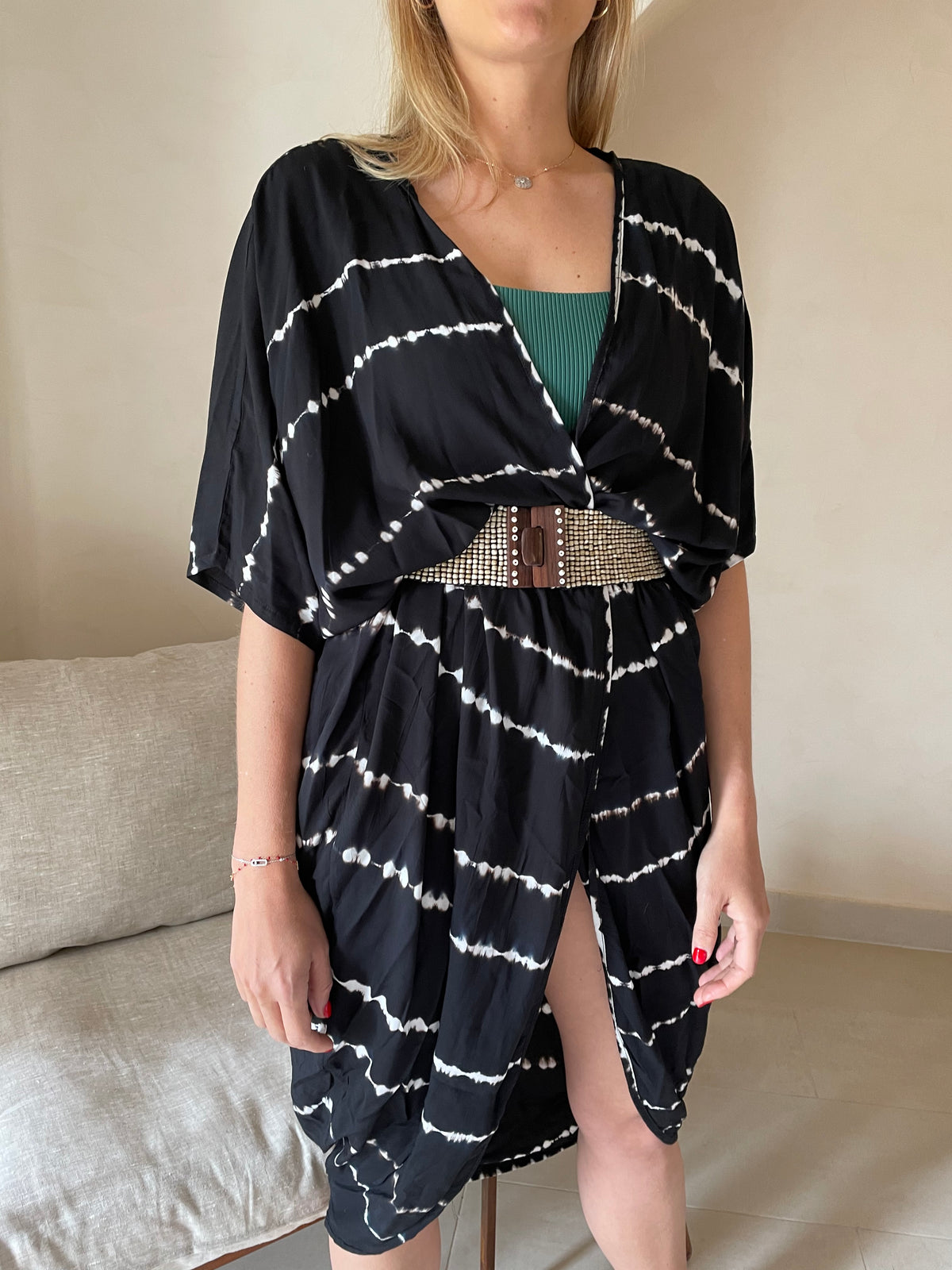 Long Kimono tie & Dye - Noir
