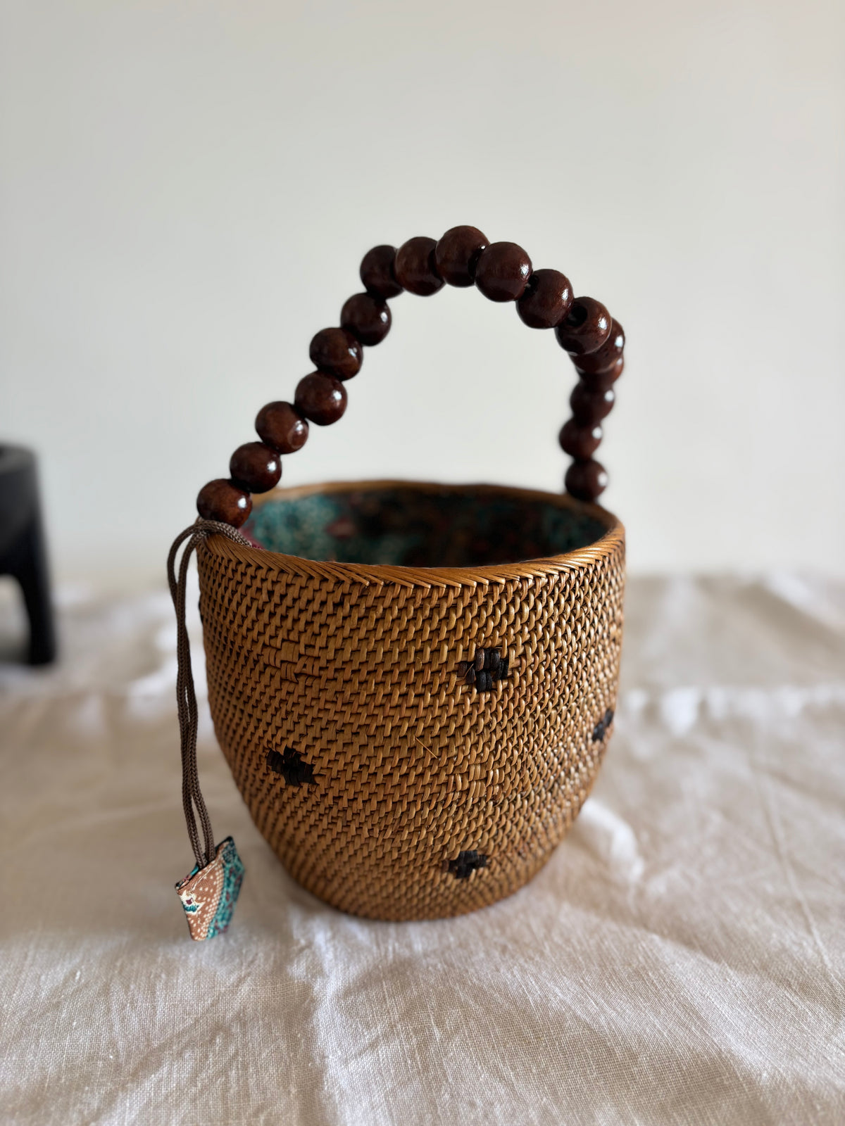 Straw bag Flowers Bowl