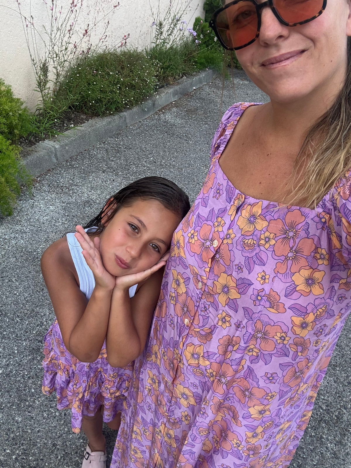 Alba Dress - Peonies Purple