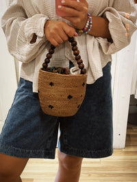 Straw bag Flowers Bowl