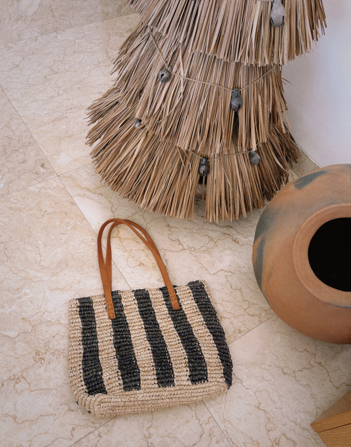 Sac Raphia stripes