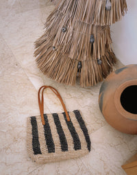 Sac Raphia stripes
