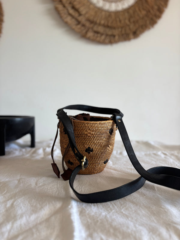 Straw bag Flowers Bowl