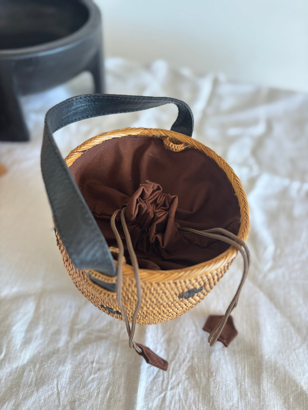 Straw bag Flowers Bowl