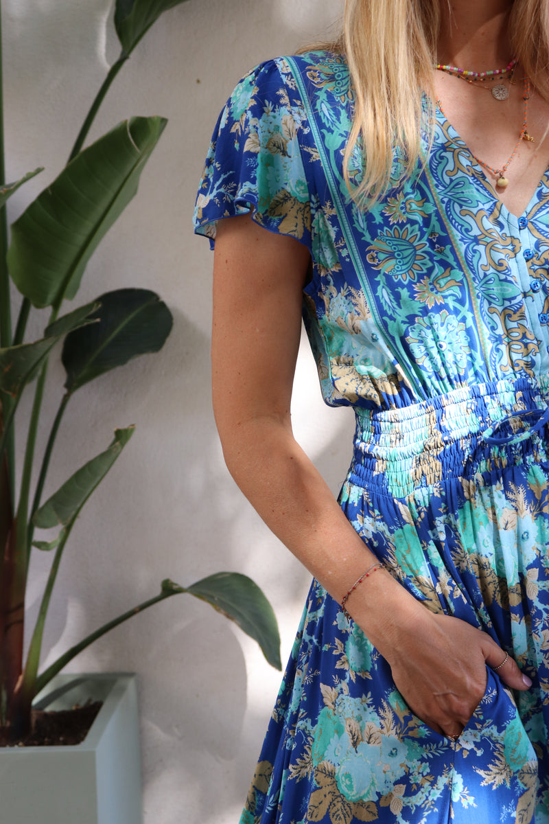 Island Dress turquoise floral