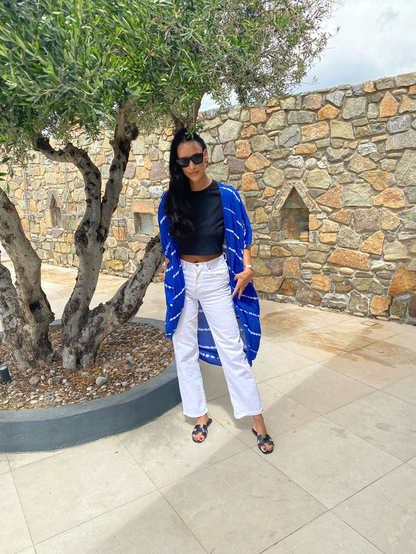 Long Kimono tie & Dye - Bleu