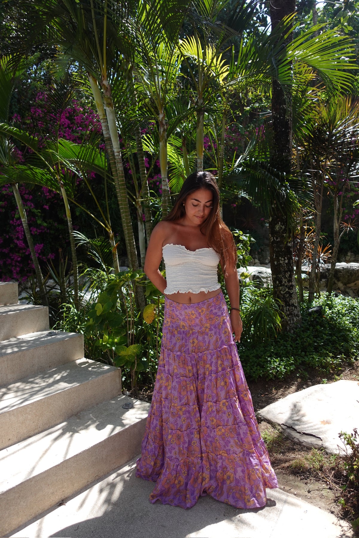Maxi Siena skirt - Peonies Purple