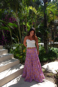Maxi Siena skirt - Peonies Purple