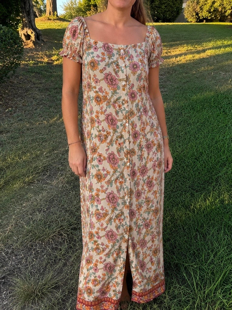 Alba Dress - cream floral