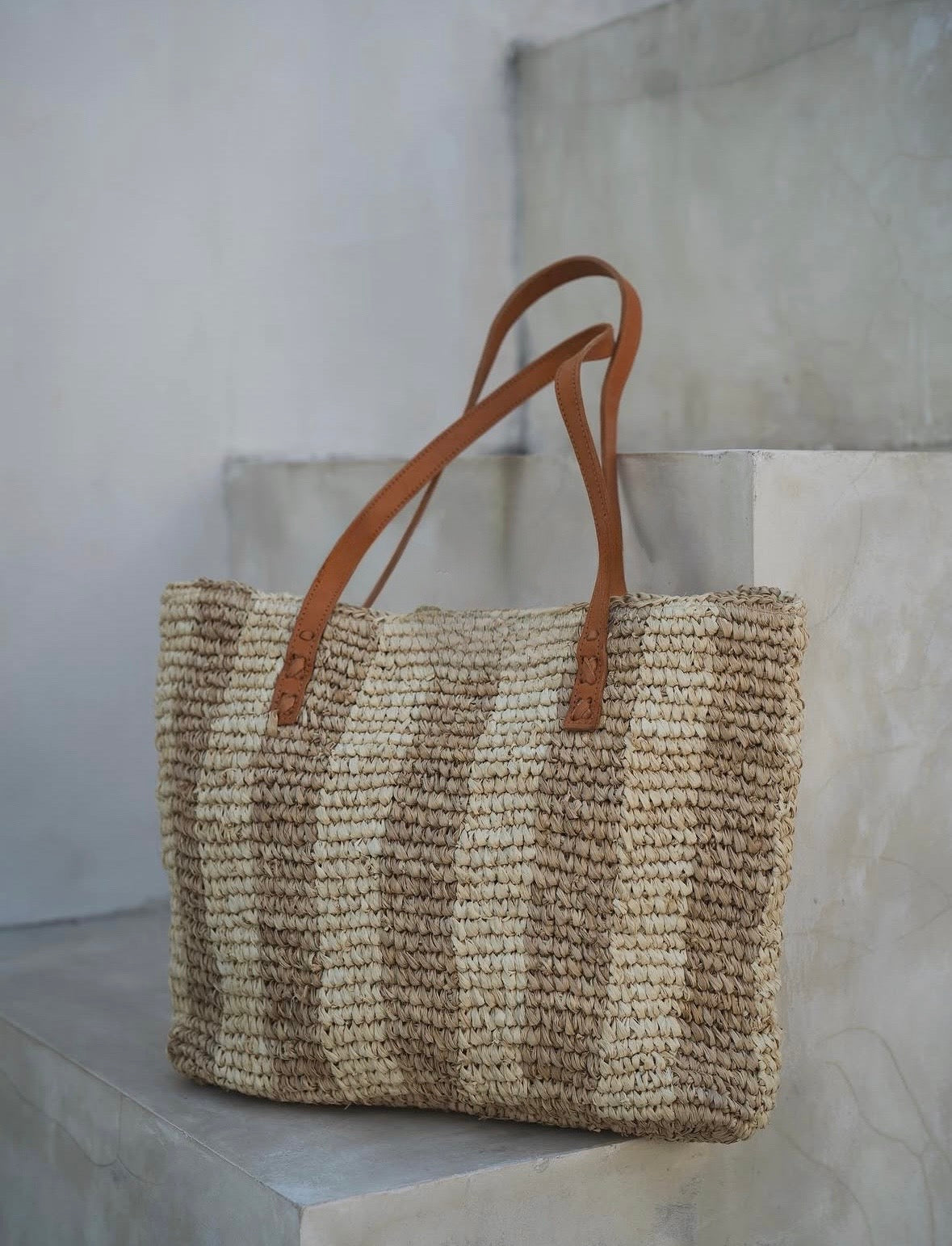 Sac Raphia stripes
