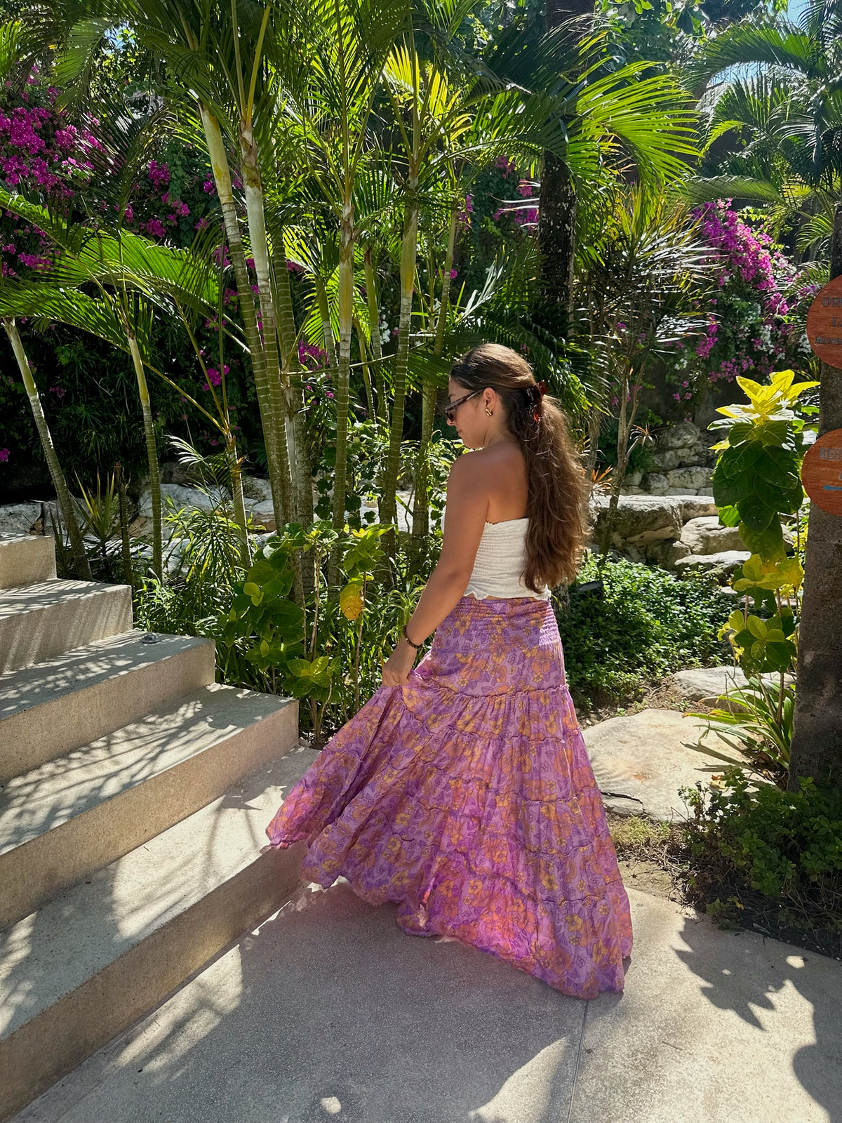 Maxi Siena skirt - Peonies Purple