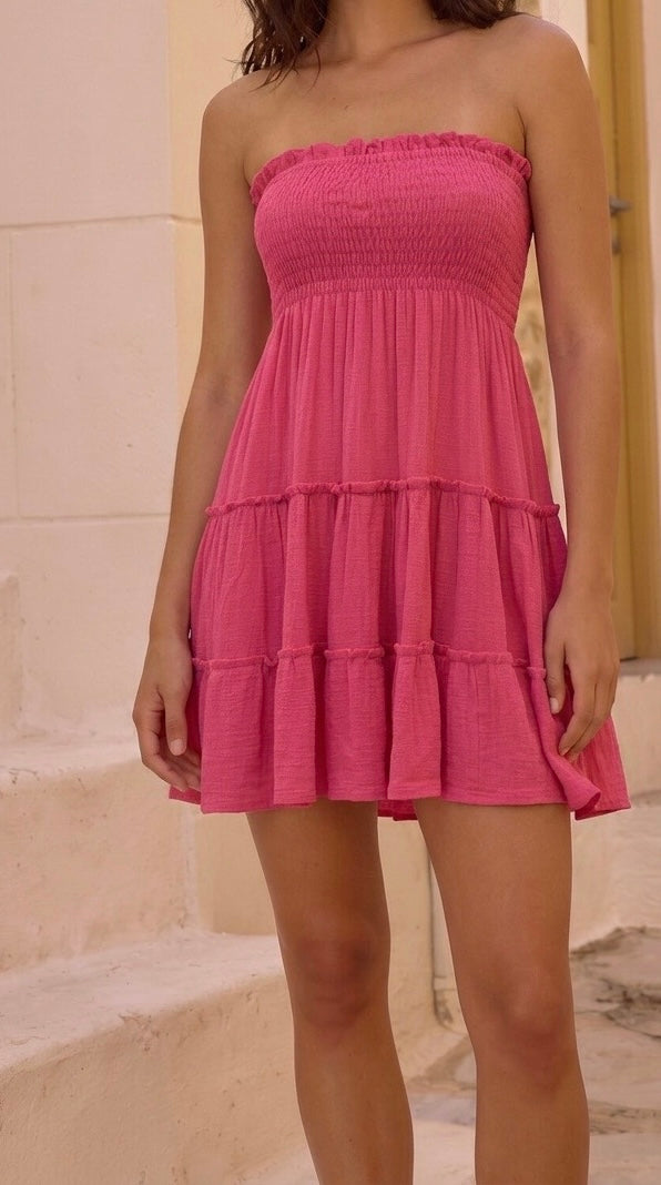 Robe courte à smocks