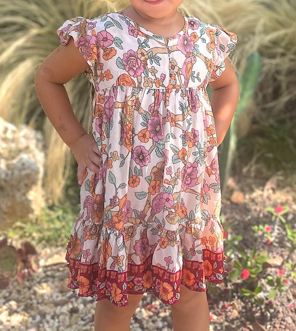 Mini Spella Dress - Cream Floral