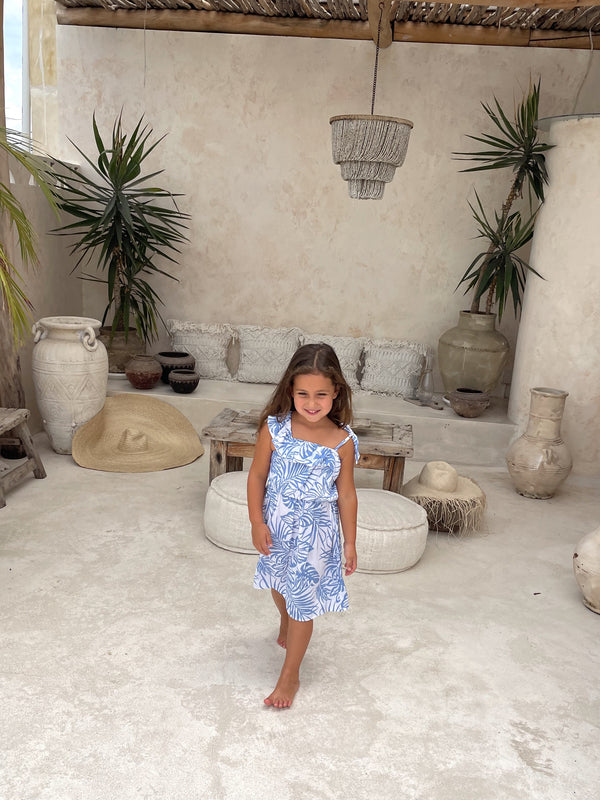 Mini Dress Palm - Blue